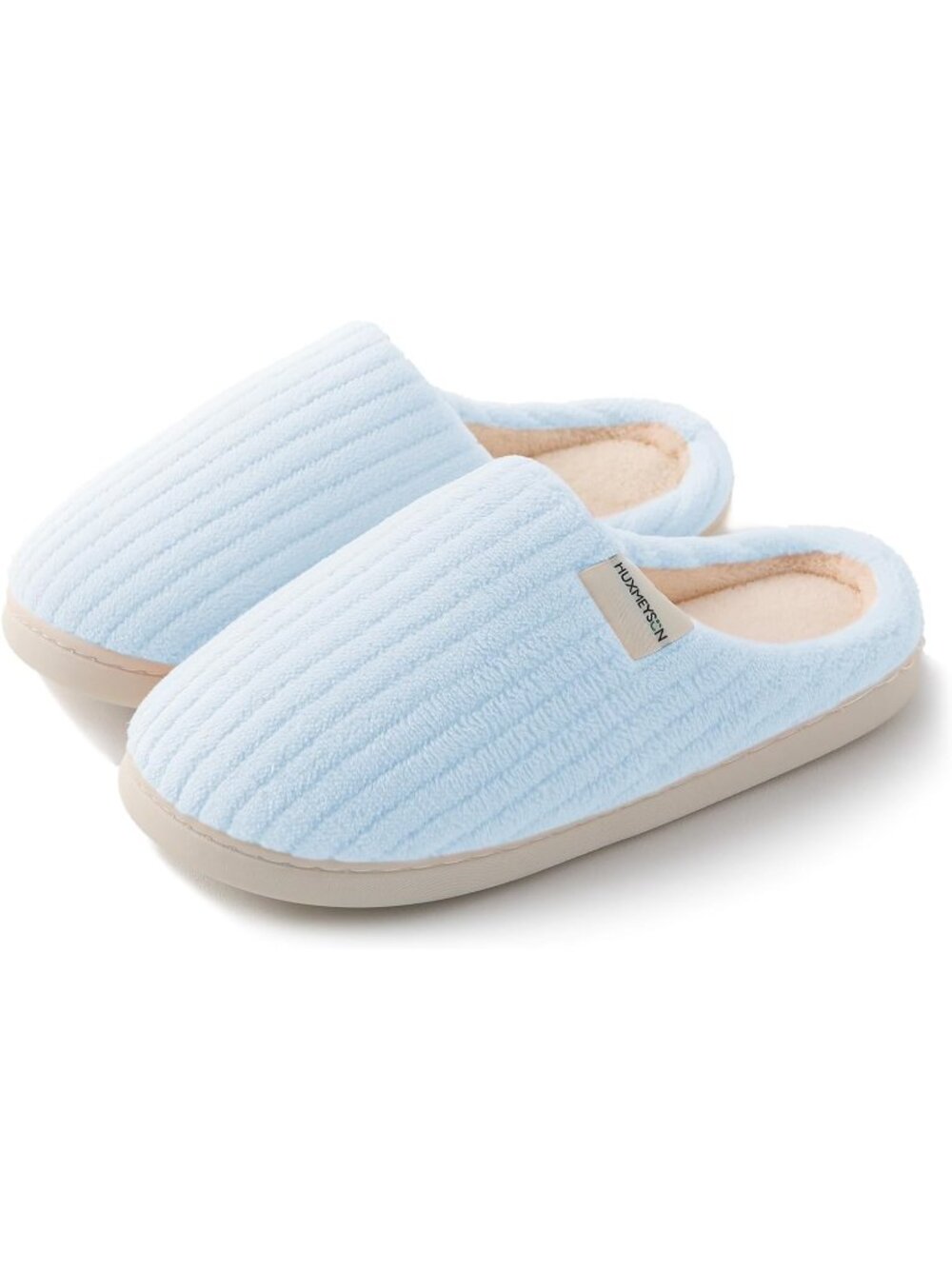 Women's Blue Warm Anti Skid Rubber Sole Memory Foam Comfy Indoor Slippers